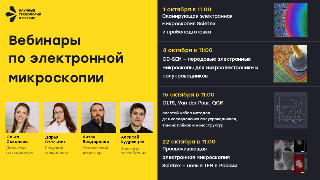 Новая серия вебинаров по электронной микроскопии: SEM, TEM, CD-SEM и пробоподготовка
